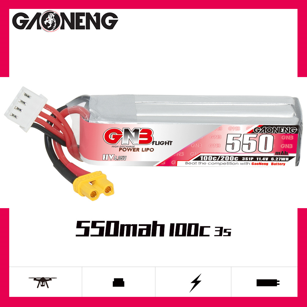 GNB HV 11.4V 550mAh 100C/200C  - đánh giá và giá Fpv Drone Battery