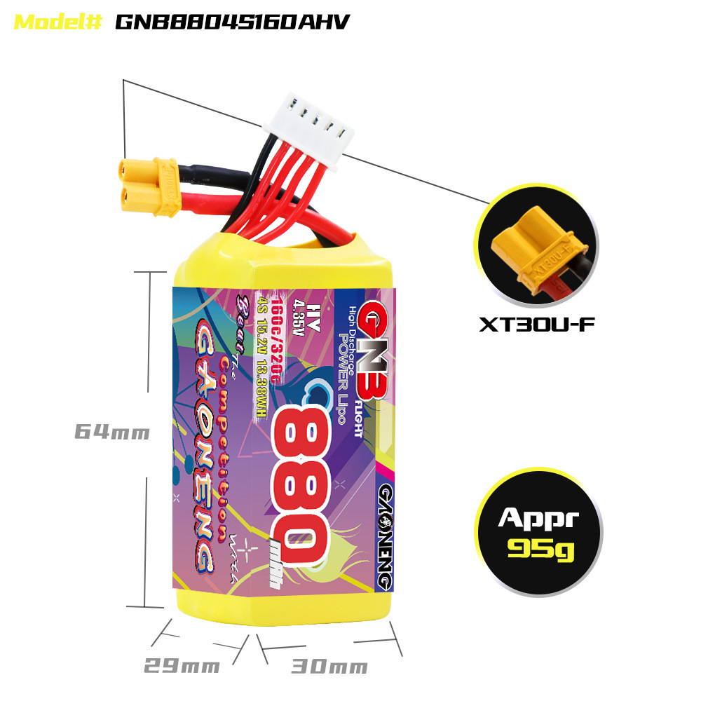 GNB 4S 880mAh 15.2V 160C/320C  - đánh giá và giá Fpv Drone Battery