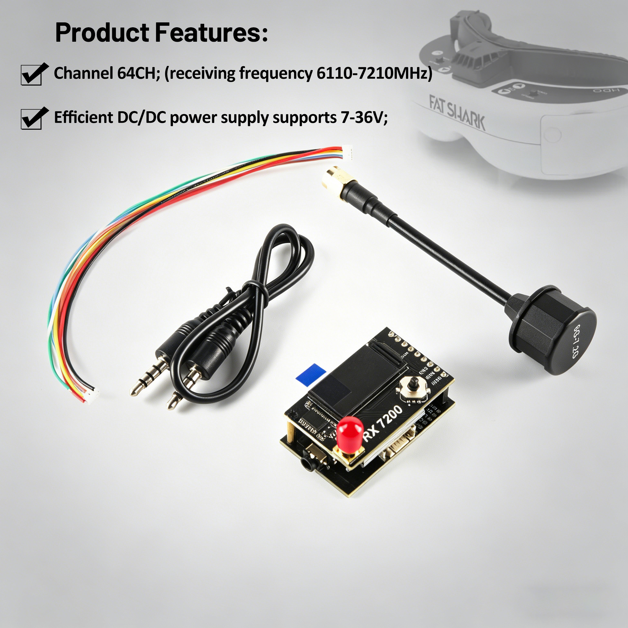 7.2G Video Receiver Module 64- - đánh giá và giá Fpv Drone Goggles