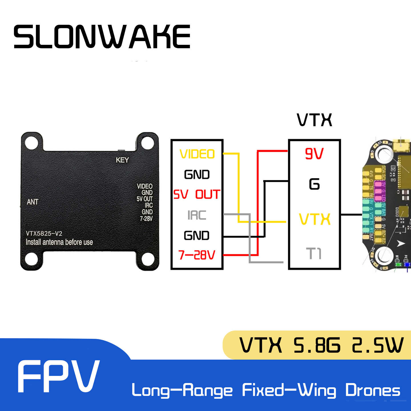 SLONWAKE 5.8G 48CH FPV Transmi - đánh giá và giá Fpv Drone Transmitter