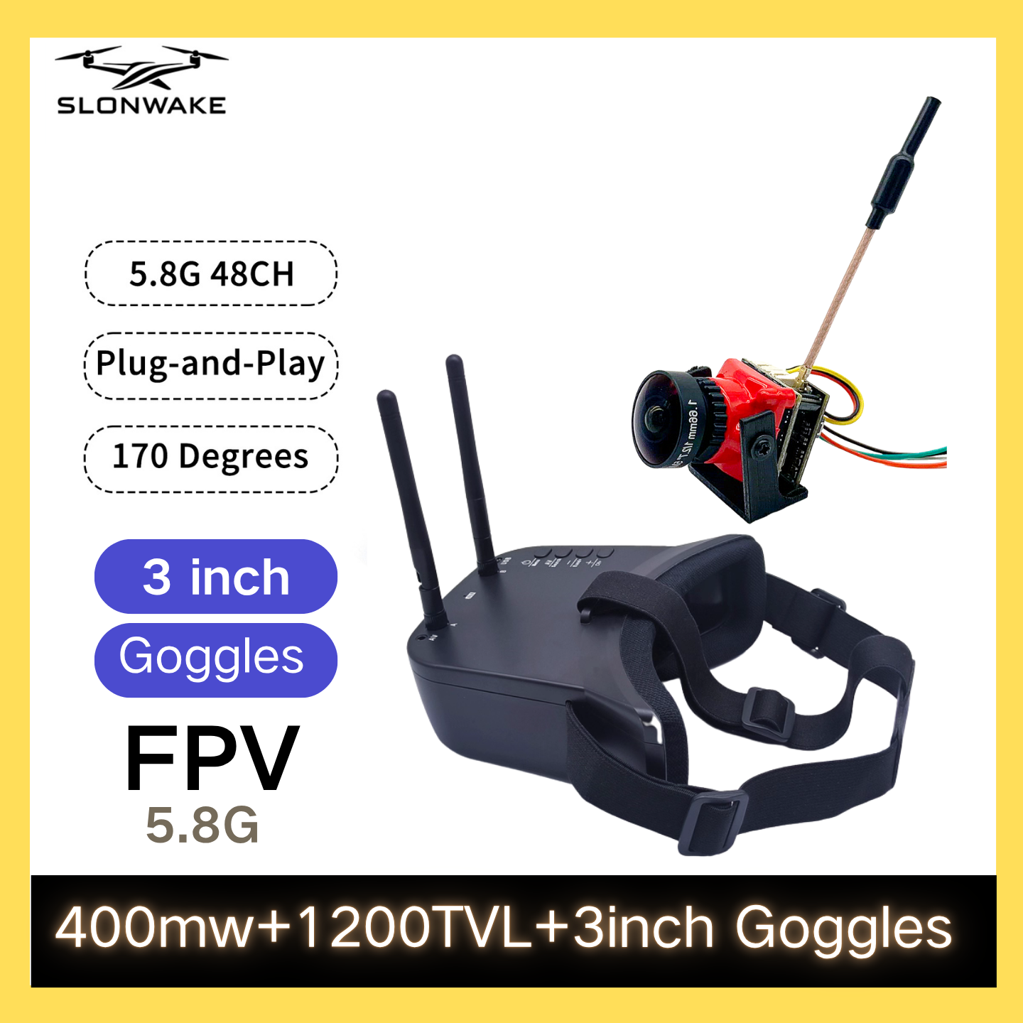 SLONWAKE 5.8G 48CH FPV 400mw V - đánh giá và giá Fpv Drone Transmitter