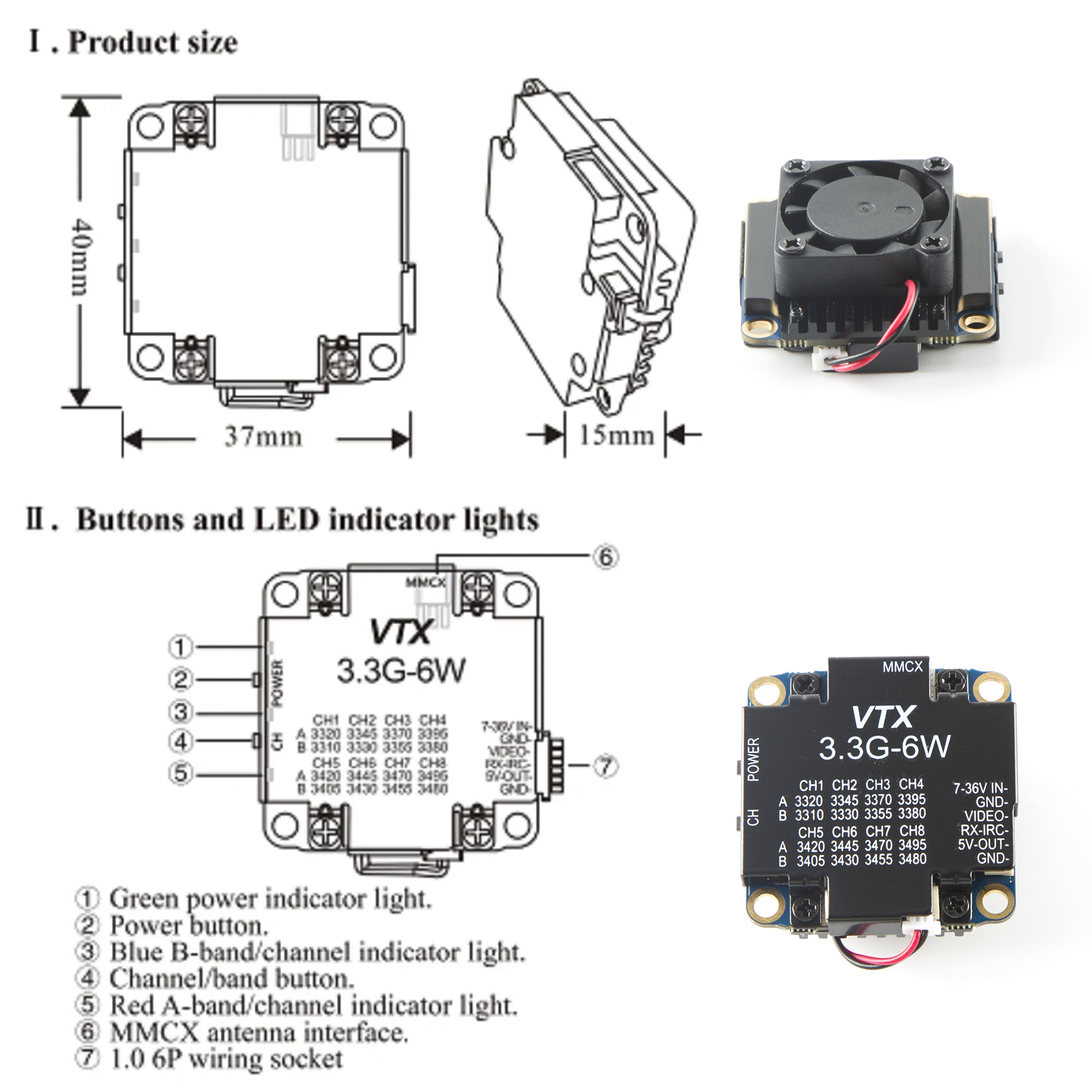 FPV Video Transmitter 3.3G 6W  - đánh giá và giá Fpv Drone Transmitter